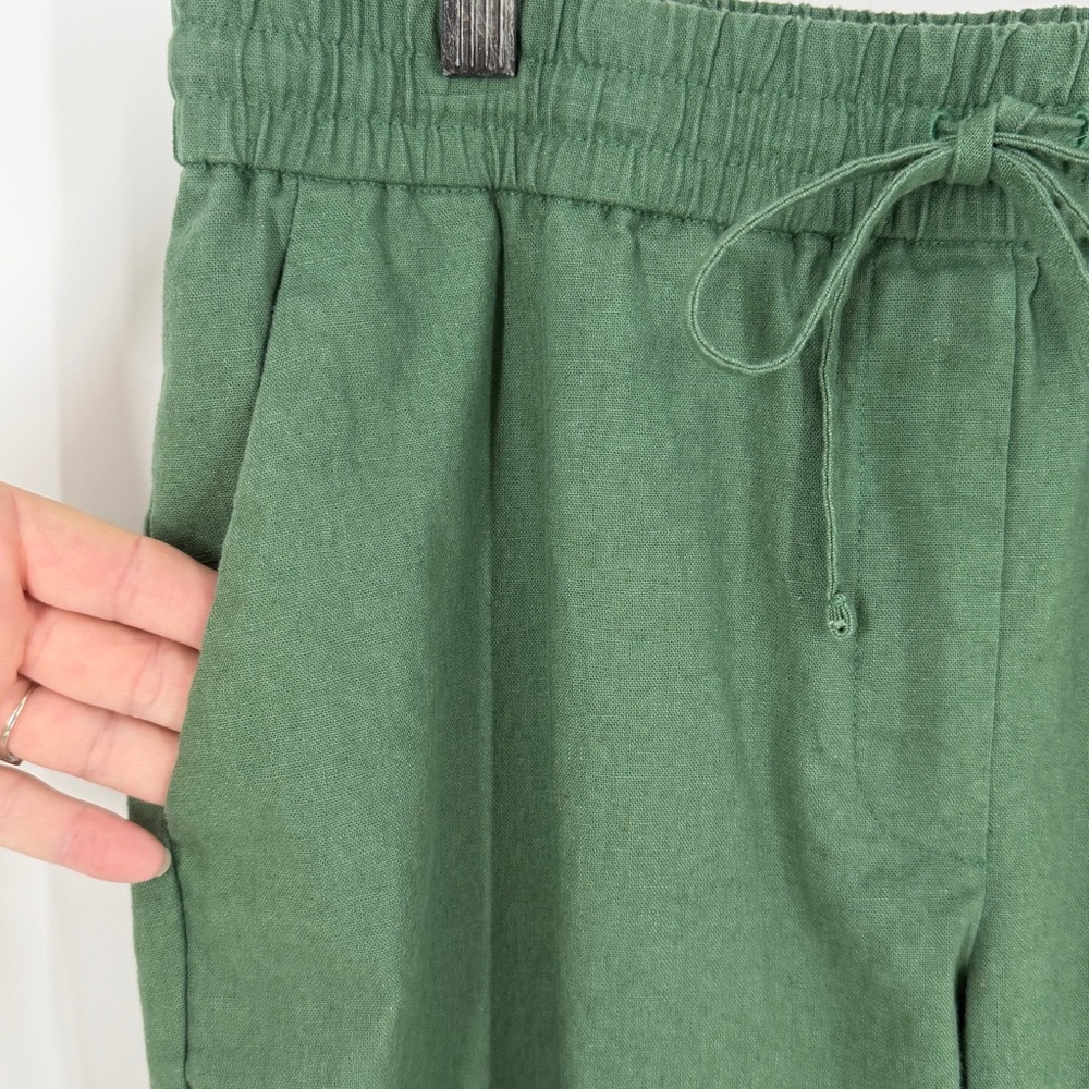 J.Crew Green Linen Cotton Drawstring Pants 12 Spring 2024 Preppy Coastal Casual - Picture 6 of 14